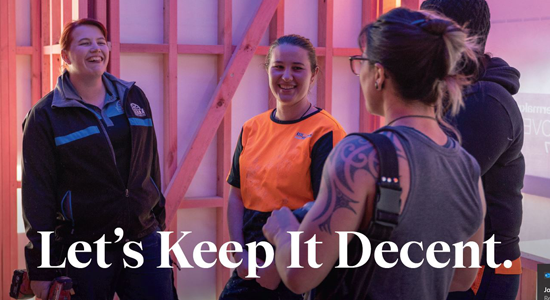 Women construction workers conversing